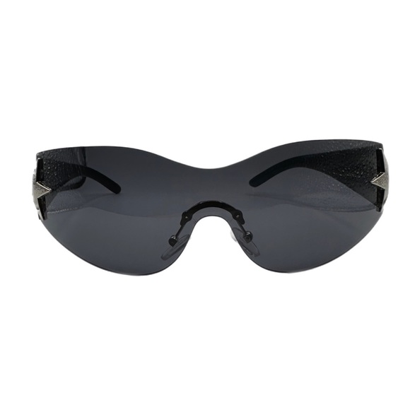 Y2K Wrap Oversized Sunglasses Black Star - Picture 7 of 12
